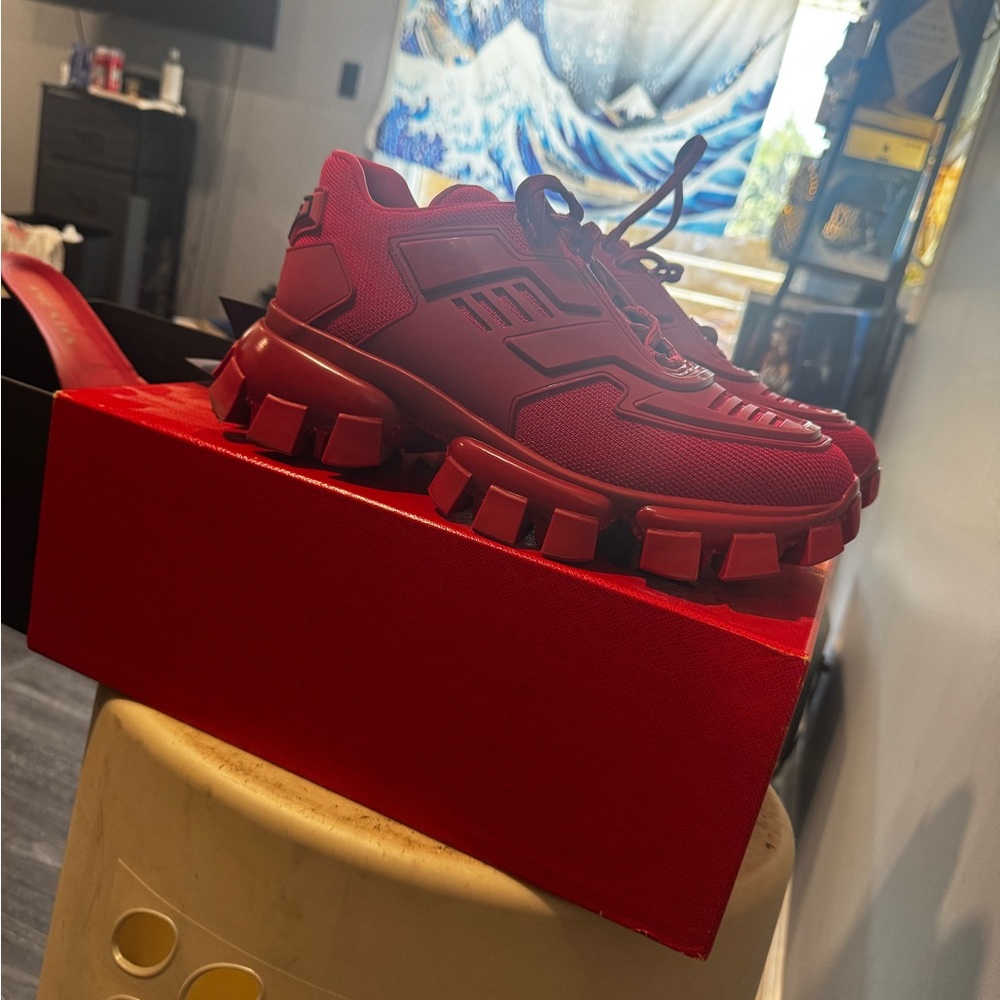 Prada Red Sneakers Bold Monochromatic Design